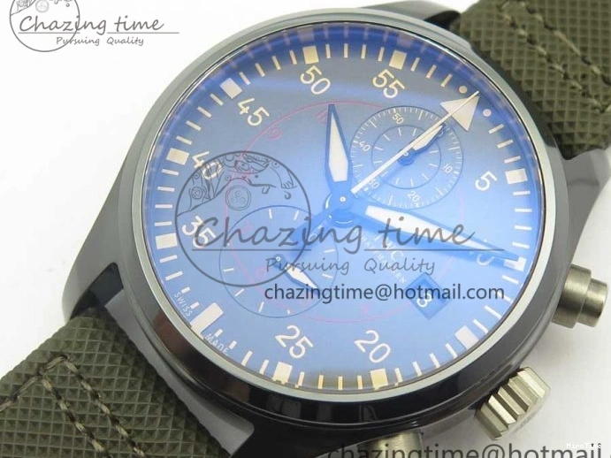 MIROTIME 0216 Classic PILOT IW389001 ZF 1:1 Best Edition Ceramic Case Green Dial on Green Nylon Strap A7750 (Function Same As Genuine) 7160